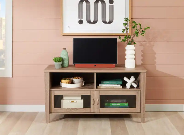 Meuble TV 47 po avec rangement et gestion des câbles pour téléviseurs jusqu'à 55 po - Gris