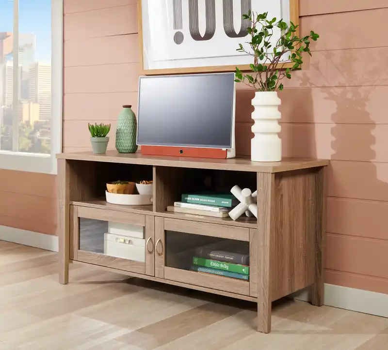 Meuble TV 47 po avec rangement et gestion des câbles pour téléviseurs jusqu'à 55 po - Gris