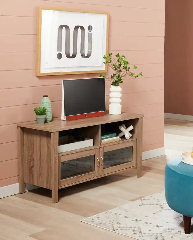 Meuble TV 47 po avec rangement et gestion des câbles pour téléviseurs jusqu'à 55 po - Gris
