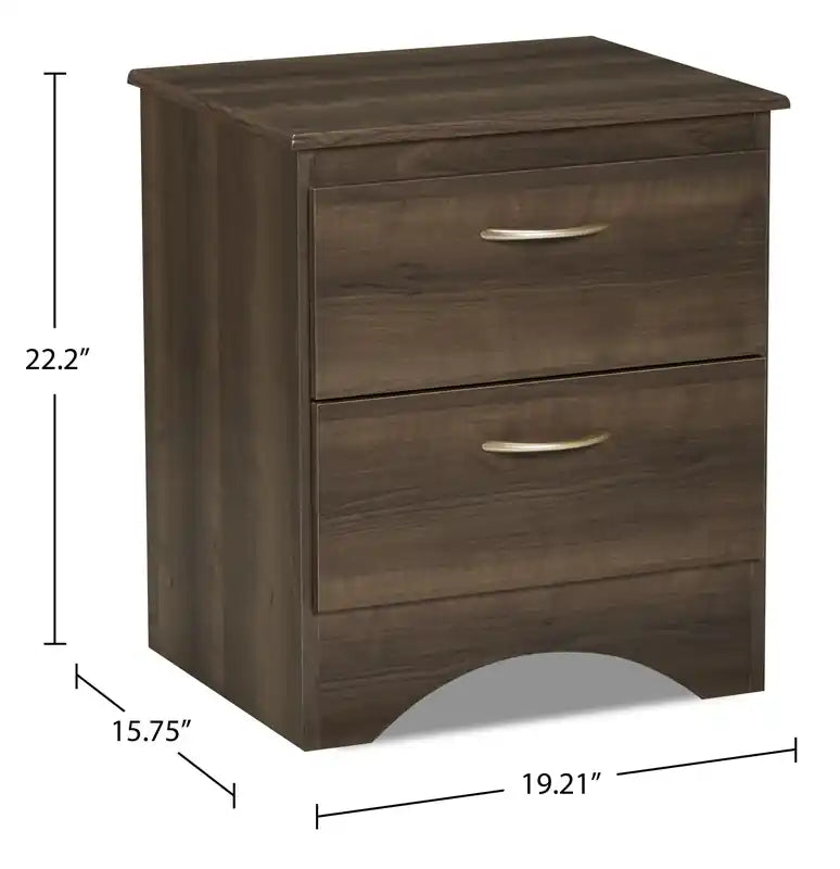 Table de chevet à 2 tiroirs, 19,2 po L x 22,2 po H, Fabriquée au Canada