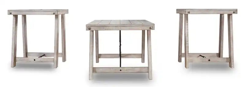 48 tables basses rustiques (lot de 3) + 2 tables d'appoint – Bois blanchi