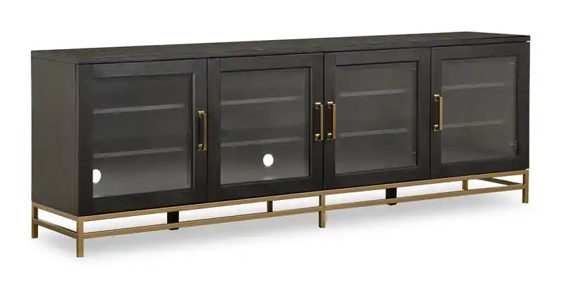 Cresset 84 Modern Solid Wood TV Stand with Storage and Cable Management for TVs up to 90 - Coffee