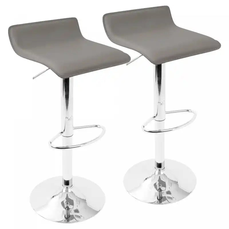 LumiSource Ale Grey Fabric Contemporary Adjustable Height Barstool with Swivel
