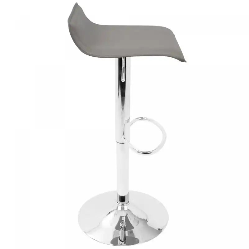 Tabouret de bar contemporain en tissu gris réglable en hauteur avec fonction pivotante