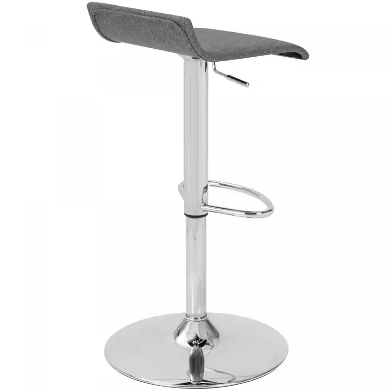 Tabouret de bar contemporain en tissu gris réglable en hauteur avec fonction pivotante