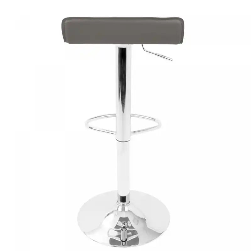 Tabouret de bar contemporain en tissu gris réglable en hauteur avec fonction pivotante