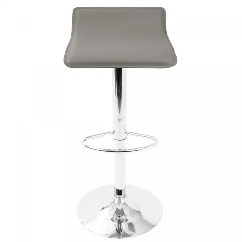 Tabouret de bar contemporain en tissu gris réglable en hauteur avec fonction pivotante