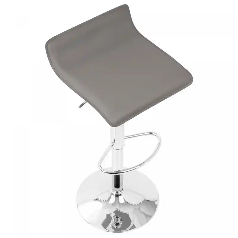 Tabouret de bar contemporain en tissu gris réglable en hauteur avec fonction pivotante