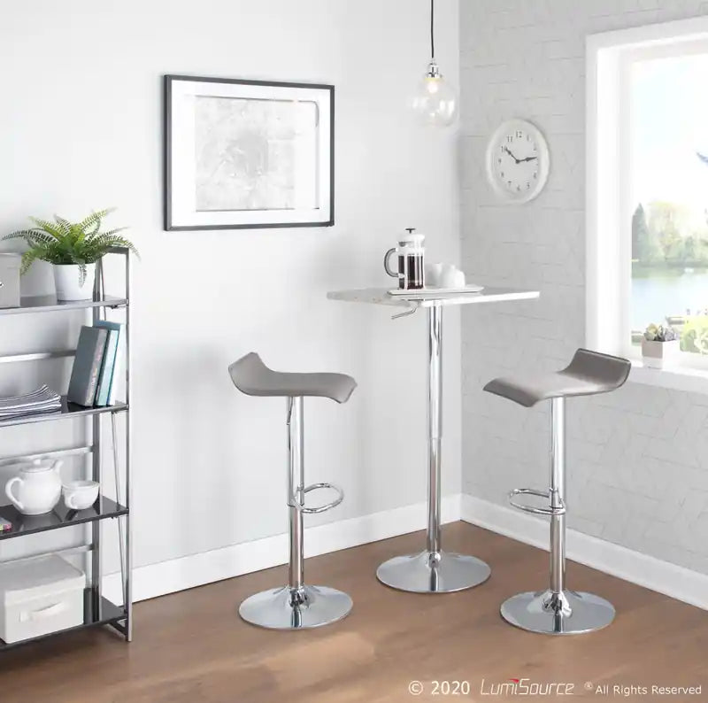 Tabouret de bar contemporain en tissu gris réglable en hauteur avec fonction pivotante