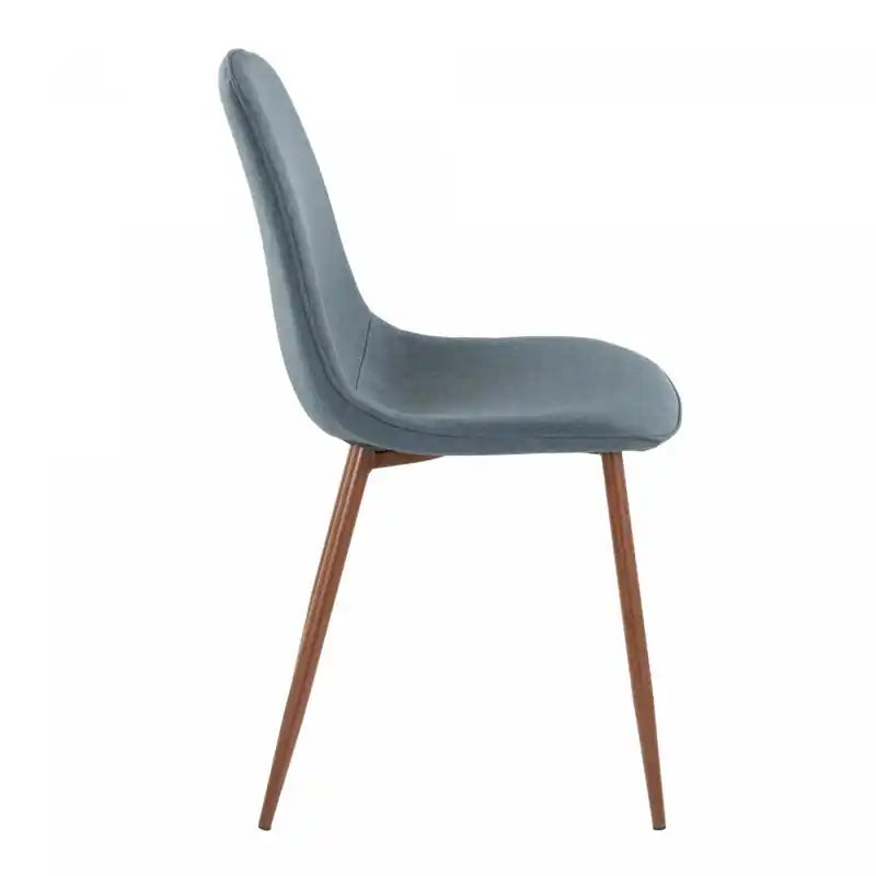 Chaise d'appoint de salle à manger moderne du milieu du siècle en tissu bleu galet
