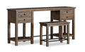 Edwin 64 Country Pine Sofa Table with Storage and Stool - Homestead Brown