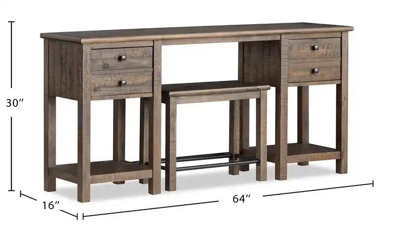 Table basse de salon avec rangement en pin, 64 pouces - Brun Homestead