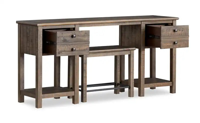 Table basse de salon avec rangement en pin, 64 pouces - Brun Homestead