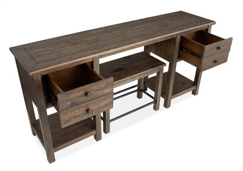 Table basse de salon avec rangement en pin, 64 pouces - Brun Homestead