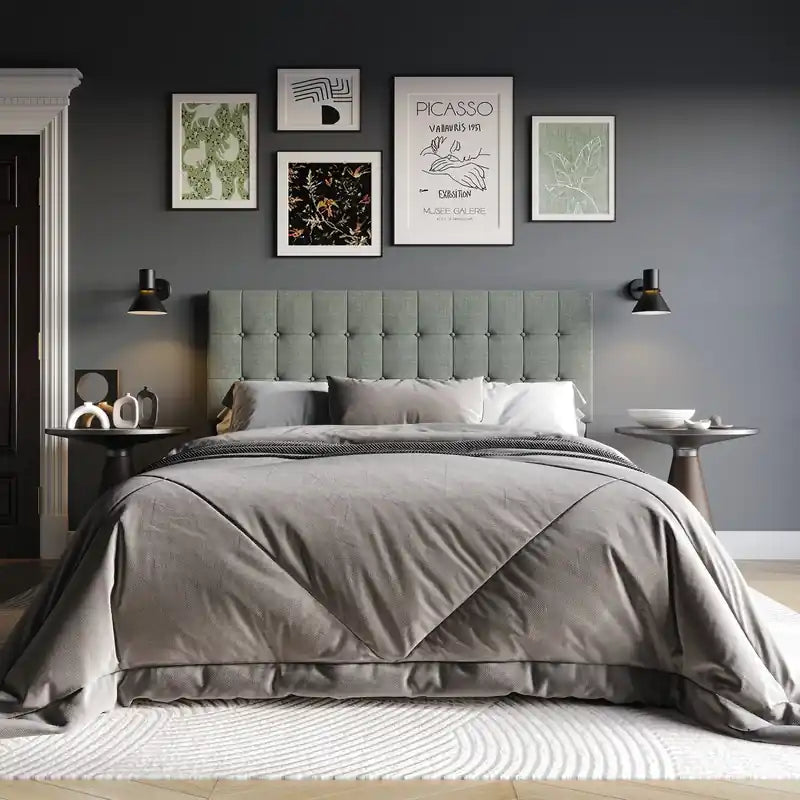 en Tissu Gris, capitonné