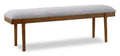 Ember Dining Bench with Polyester Fabric, 59W - Grey & Brown
