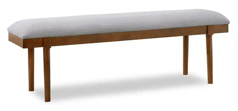 Ember Dining Bench with Polyester Fabric, 59W - Grey & Brown