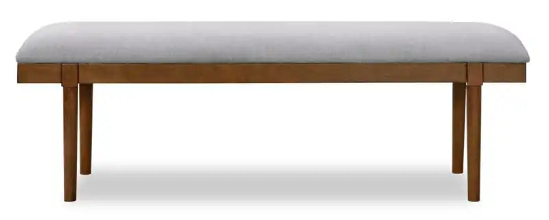 Banc de salle à manger en tissu polyester, 150 cm de large - Gris et marron