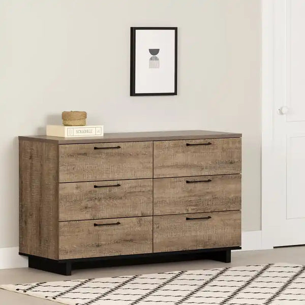 Commode de chambre à 6 tiroirs, 51,3 l x 31,3 H