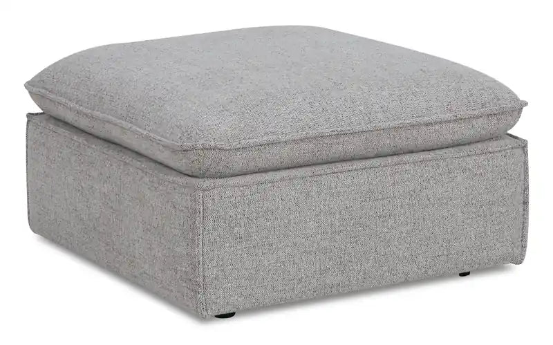 Fusion 33.85 Silver Grey Chenille Fabric Ottoman with Feather Down Cushion