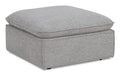 Fusion 33.85 Silver Grey Chenille Fabric Ottoman with Feather Down Cushion