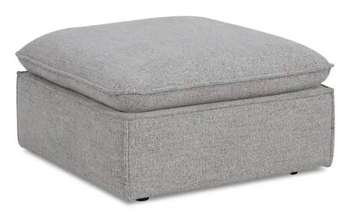 Fusion 33.85 Silver Grey Chenille Fabric Ottoman with Feather Down Cushion