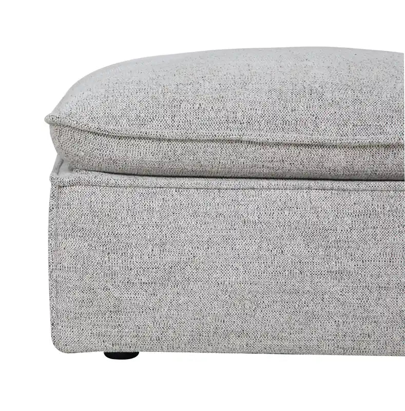 33,85 Tissu Chenille Gris Argenté Pouf avec Coussin en Plumes et Duvet