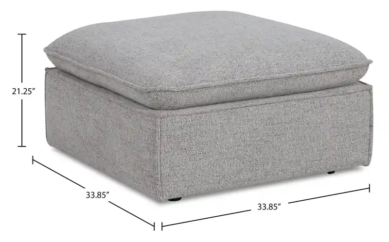 33,85 Tissu Chenille Gris Argenté Pouf avec Coussin en Plumes et Duvet