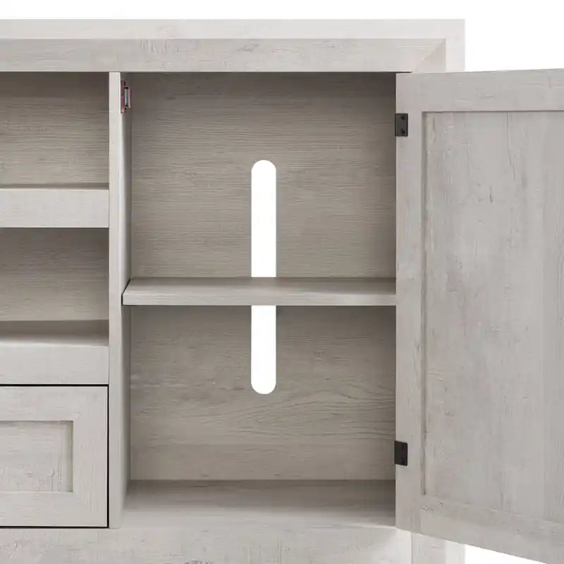 Meuble TV moderne de 70 po avec rangement et gestion des câbles pour téléviseurs jusqu'à 75 po