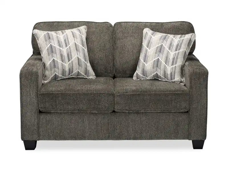 Canapé 2 places en tissu chenille 57" avec coussins réversibles et oreillers décoratifs