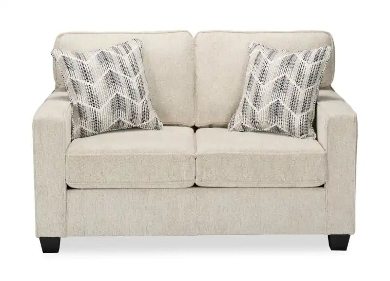 Made in Canada Lennox 57 Chenille Fabric Loveseat with Reversible Cushions and Accent Pillows