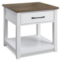 Kort & Co. Logan 22 Traditional End Table with Storage and Shelf - White and Walnut Oak