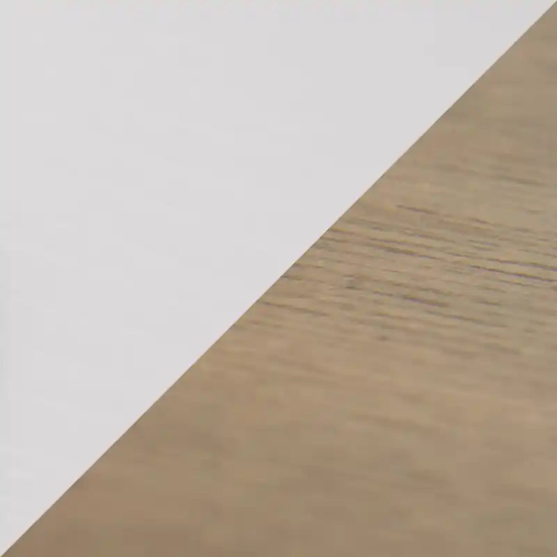 Table d'appoint traditionnelle avec rangement et étagère - Blanc et chêne noyer