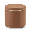 Manitoba 18 Round Storage Ottoman - Brown Faux Leather
