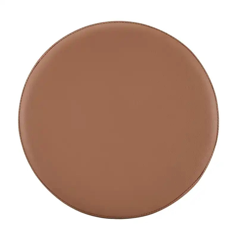 Pouffe de rangement rond 18 po - Similicuir marron