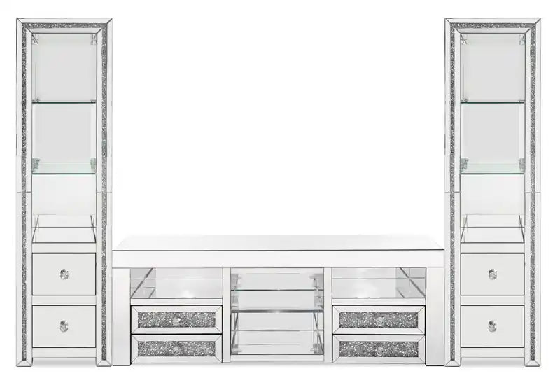 Oakley 98.5 Glam 3-Piece Entertainment Centre with Storage and Cable Management for TVs up to 65- Silver
