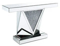 Rosie 47.5 Glam Mirror & Glass Top Sofa Table - Silver Metal with Diamond Look Legs