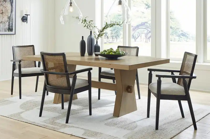 Table de salle à manger, piètement tréteaux, 78W