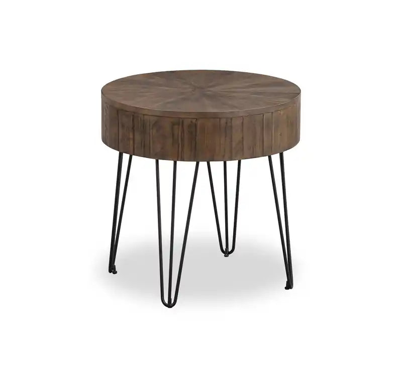 Kort & Co. Sol 24 Rustic Round Solid Pine Wood End Table