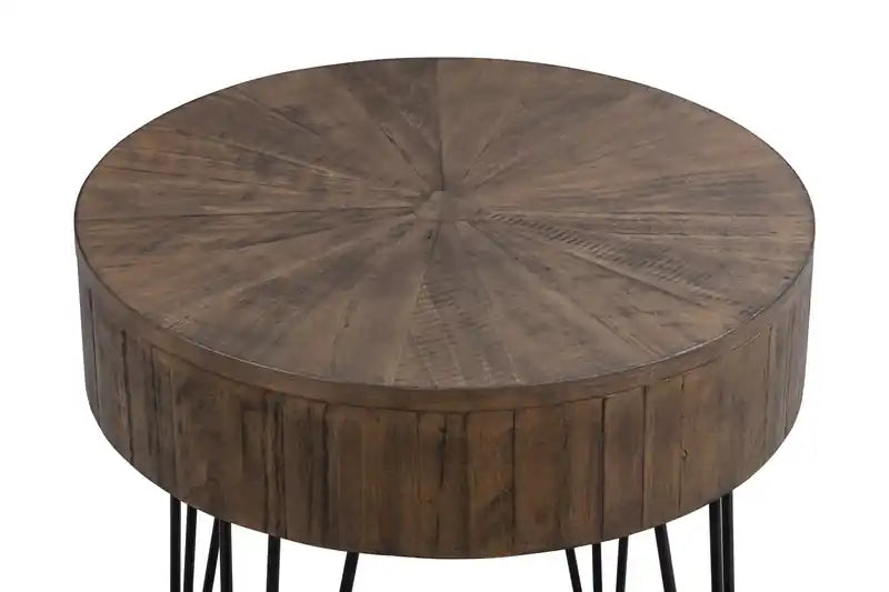 24 tables d'appoint rondes rustiques en pin massif