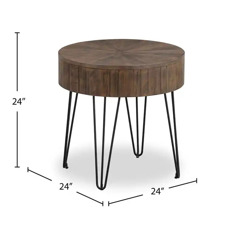 24 tables d'appoint rondes rustiques en pin massif