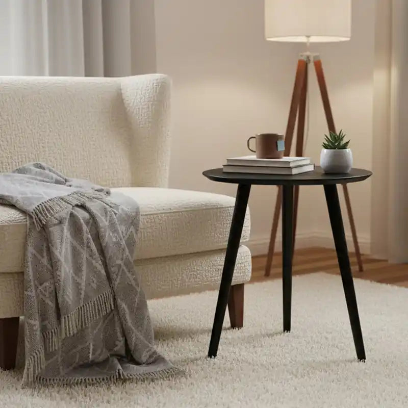 20 Tables d'appoint rondes modernes en chêne naturel
