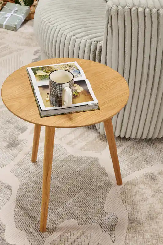 20 Tables d'appoint rondes modernes en chêne naturel