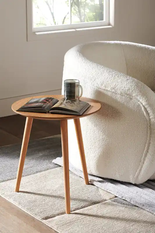 20 Tables d'appoint rondes modernes en chêne naturel
