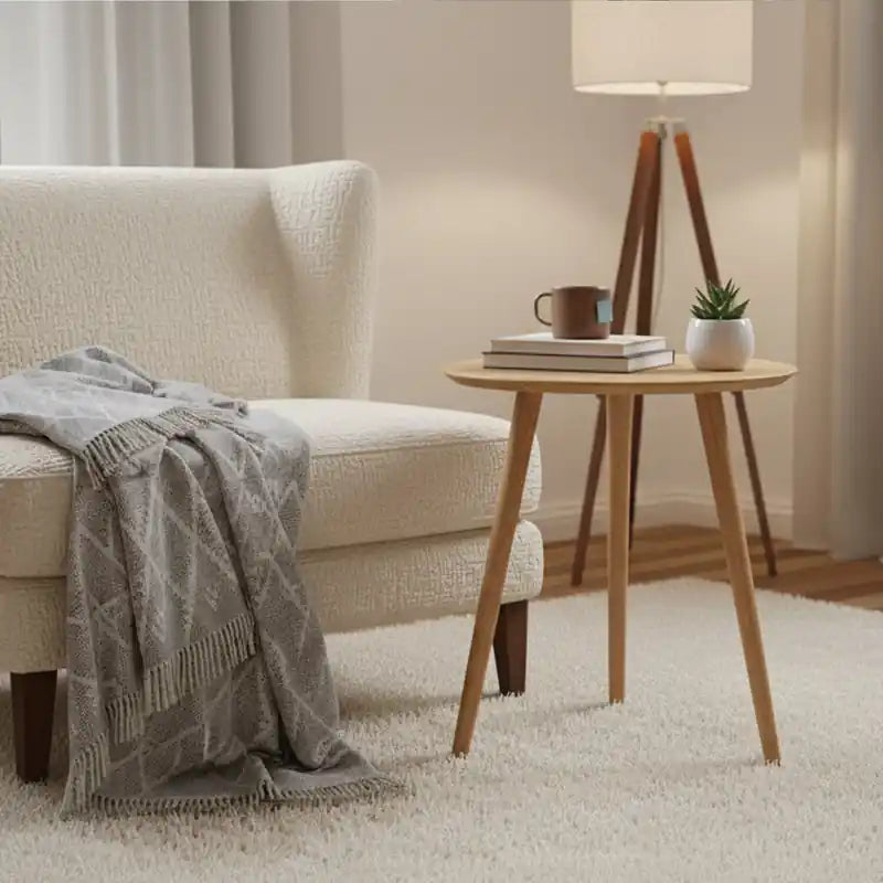 20 Tables d'appoint rondes modernes en chêne naturel