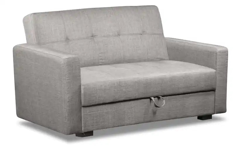 Weston 55 Linen-Look Fabric Klik Klak Futon with Storage - Steel Grey