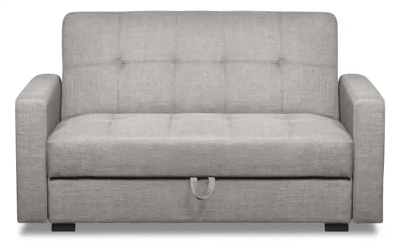 Futon clic-clac aspect lin avec rangement - Gris acier