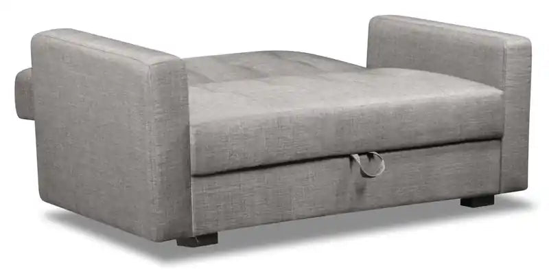 Futon clic-clac aspect lin avec rangement - Gris acier