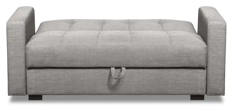 Futon clic-clac aspect lin avec rangement - Gris acier