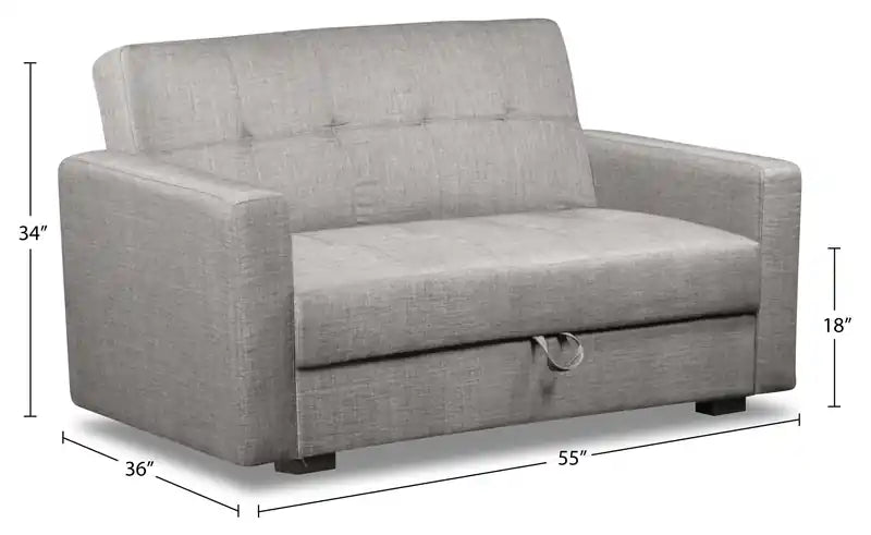 Futon clic-clac aspect lin avec rangement - Gris acier